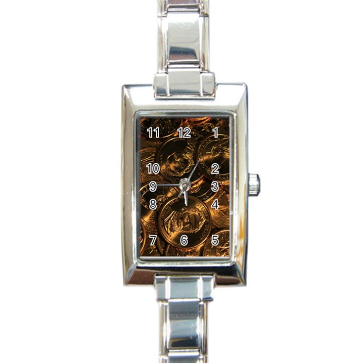 GOLD COINS 2 Rectangle Italian Charm Watches