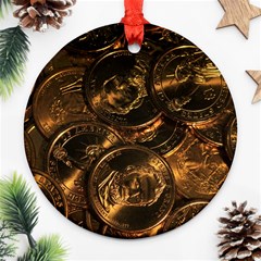 Gold Coins 2 Round Ornament (two Sides)  by trendistuff