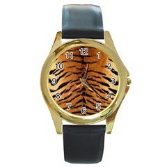 Tiger Fur Round Gold Metal Watches by trendistuff