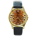 TIGER FUR Round Gold Metal Watches