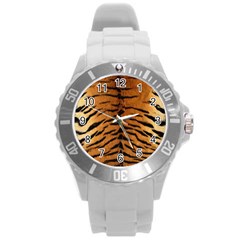 Tiger Fur Round Plastic Sport Watch (l) by trendistuff