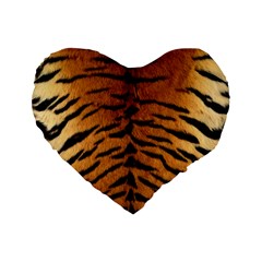 Tiger Fur Standard 16  Premium Flano Heart Shape Cushions by trendistuff