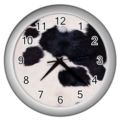 Spotted Cow Hide Wall Clocks (silver)  by trendistuff