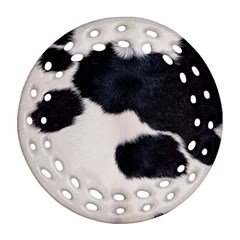 Spotted Cow Hide Ornament (round Filigree)  by trendistuff