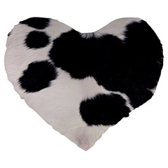 Spotted Cow Hide Large 19  Premium Heart Shape Cushions by trendistuff