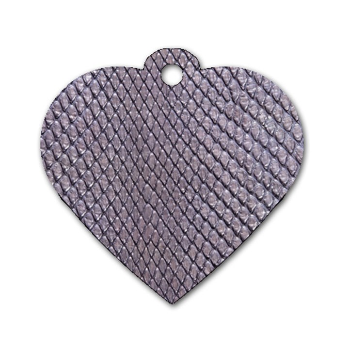 SILVER SNAKE SKIN Dog Tag Heart (One Side)