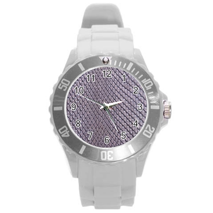 SILVER SNAKE SKIN Round Plastic Sport Watch (L)