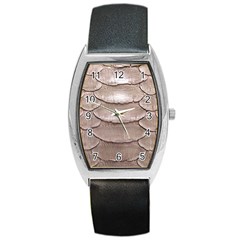 Scaly Leather Barrel Metal Watches by trendistuff