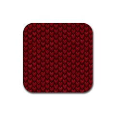 Red Reptile Skin Rubber Coaster (square)  by trendistuff