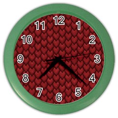 Red Reptile Skin Color Wall Clocks by trendistuff