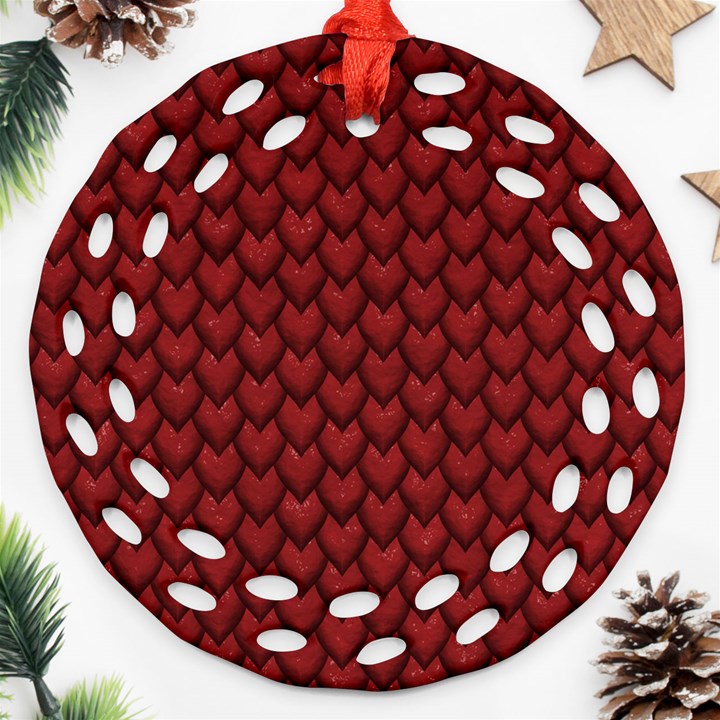 RED REPTILE SKIN Round Filigree Ornament (2Side)