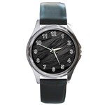 LONG HAIRED BLACK CAT FUR Round Metal Watches