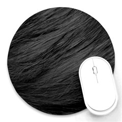 Long Haired Black Cat Fur Round Mousepads by trendistuff