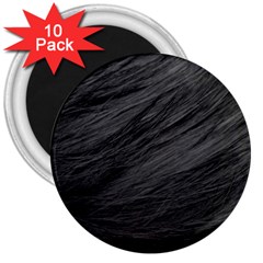 Long Haired Black Cat Fur 3  Magnets (10 Pack)  by trendistuff