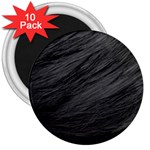 LONG HAIRED BLACK CAT FUR 3  Magnets (10 pack) 