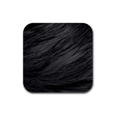 Long Haired Black Cat Fur Rubber Coaster (square)  by trendistuff