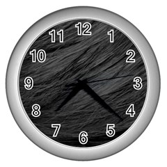 Long Haired Black Cat Fur Wall Clocks (silver)  by trendistuff