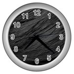 LONG HAIRED BLACK CAT FUR Wall Clocks (Silver) 