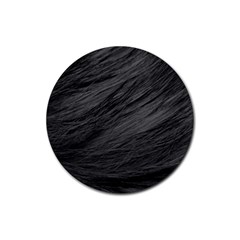 Long Haired Black Cat Fur Rubber Coaster (round)  by trendistuff