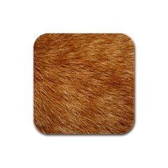 Light Brown Fur Rubber Square Coaster (4 Pack)  by trendistuff