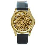 LEOPARD FUR Round Gold Metal Watches