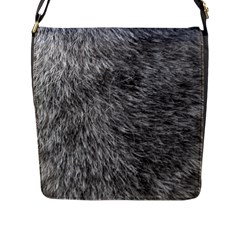 Grey Wolf Fur Flap Messenger Bag (l)  by trendistuff