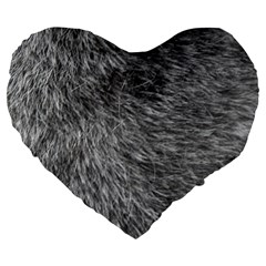 Grey Wolf Fur Large 19  Premium Flano Heart Shape Cushions by trendistuff