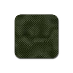 Green Reptile Skin Rubber Square Coaster (4 Pack)  by trendistuff