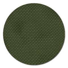 Green Reptile Skin Magnet 5  (round) by trendistuff