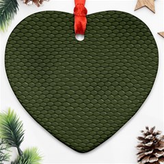 Green Reptile Skin Heart Ornament (2 Sides) by trendistuff