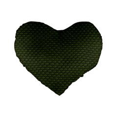 Green Reptile Skin Standard 16  Premium Heart Shape Cushions by trendistuff