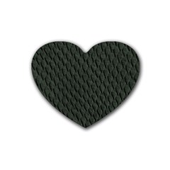 Dark Green Scales Rubber Coaster (heart)  by trendistuff