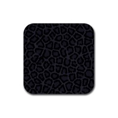 Black Leopard Print Rubber Square Coaster (4 Pack)  by trendistuff