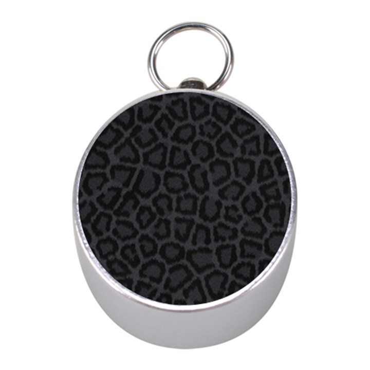 BLACK LEOPARD PRINT Mini Silver Compasses