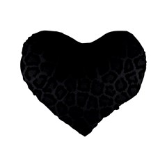 Black Leopard Print Standard 16  Premium Flano Heart Shape Cushions by trendistuff