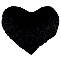 Black Leopard Print Large 19  Premium Flano Heart Shape Cushions by trendistuff