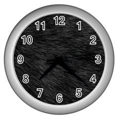 Black Cat Fur Wall Clocks (silver)  by trendistuff