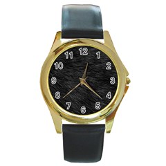 Black Cat Fur Round Gold Metal Watches by trendistuff