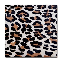 BLACK AND BROWN LEOPARD Tile Coasters