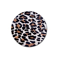 BLACK AND BROWN LEOPARD Rubber Round Coaster (4 pack) 