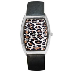 BLACK AND BROWN LEOPARD Barrel Metal Watches