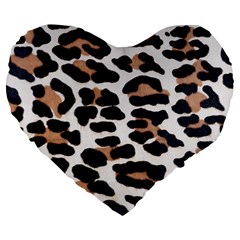 BLACK AND BROWN LEOPARD Large 19  Premium Heart Shape Cushions