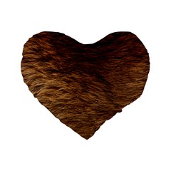 Bear Fur Standard 16  Premium Heart Shape Cushions by trendistuff