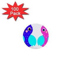 Owl Couple  1  Mini Buttons (100 Pack) 