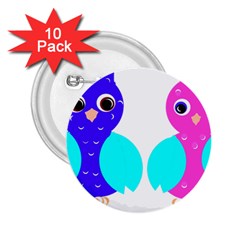 Owl Couple  2 25  Buttons (10 Pack)  by JDDesigns