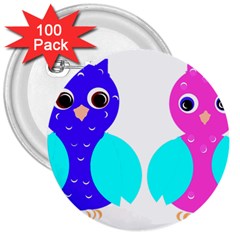 Owl Couple  3  Buttons (100 Pack)  by JDDesigns