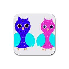 Owl Couple  Rubber Coaster (square) 