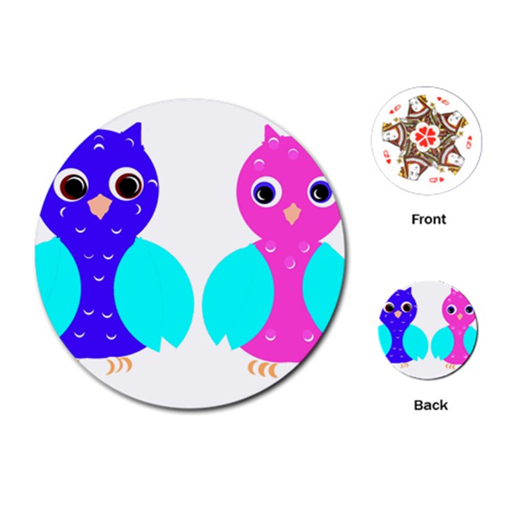 Owl couple  Playing Cards (Round) 