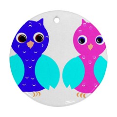 Owl Couple  Round Ornament (two Sides)  by JDDesigns