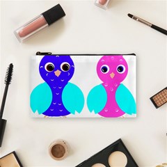 Owl Couple  Cosmetic Bag (small)  by JDDesigns